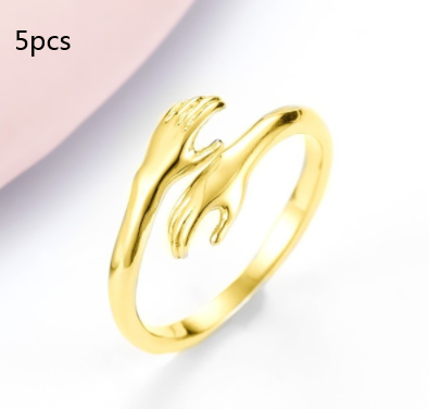 Adjustable Alloy Simple Hands Hug Ring – Minimalistic and Stylish Jewelry.