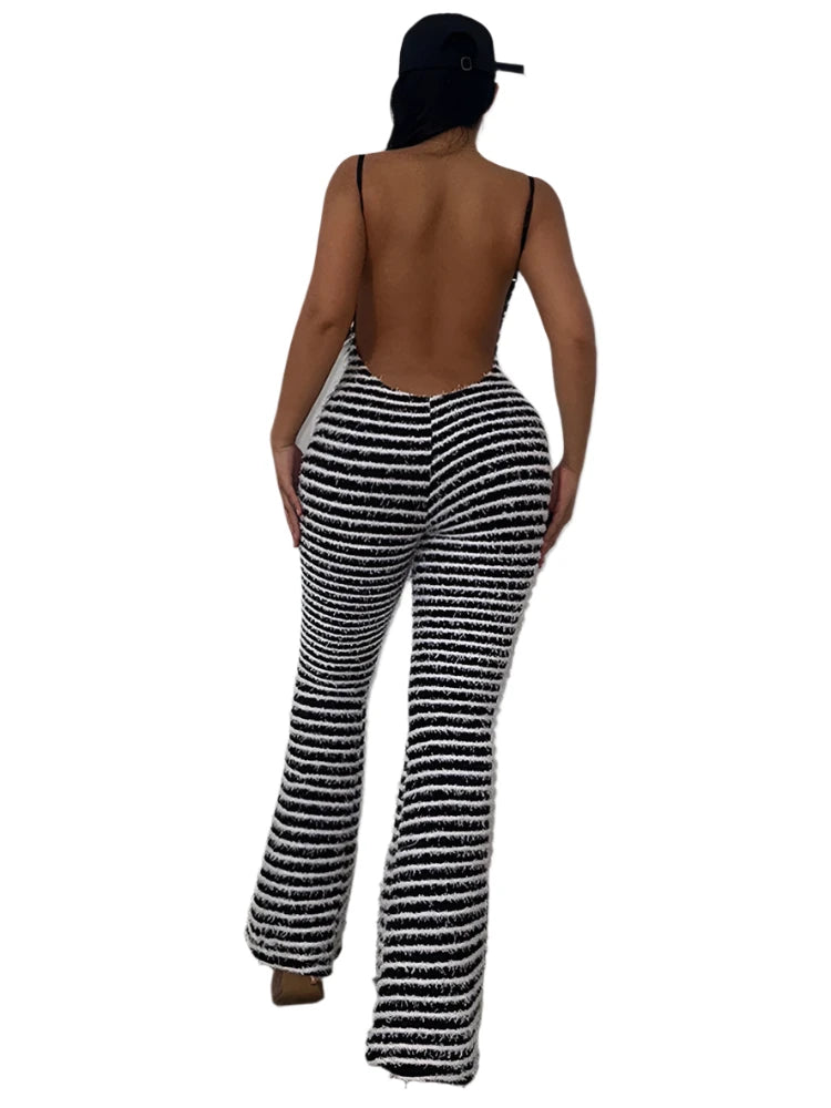 evening club jumpsuit, fashionable backless jumpsuit, women's hip-lifting jumpsuit, sexy clubwear jumpsuit, backless flare jumpsuit, women's sexy romper, hip-lifting flare pants, women's high waist jumpsuit, backless evening jumpsuit, striped club jumpsuit, sexy evening jumpsuit, women's backless jumpsuit, club jumpsuit for women, hip-lifting clubwear jumpsuit, flare pants romper, 

