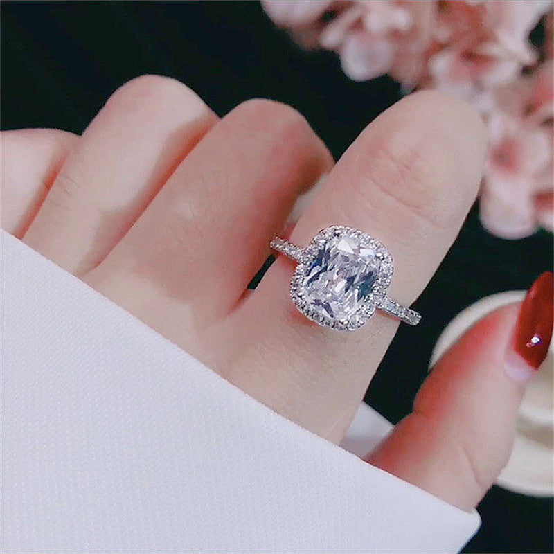 White Gold Color Rings for Women, Bridal Wedding Anelli, Trendy Jewelry, Engagement Ring, Anillos