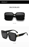 Black sunglasses shown from front and side views on a white background