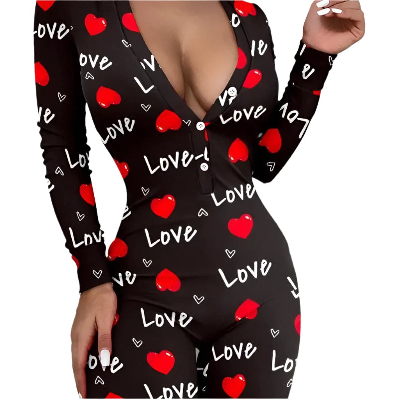 women’s v-neck pajama onesie, women’s sexy festive loungewear, women’s cozy christmas onesie, women’s cheeky onesie pajamas, women's holiday loungewear jumpsuit, women's holiday button-down suit, women's christmas pajama romper, women's christmas pajama jumpsuit, women's cheeky holiday pajamas, women's button-front loungewear, women's button down-pajama suit, women's back flap pajama suit, v-neck holiday pajama women, sexy women’s holiday romper, 
back flap holiday loungewear.

