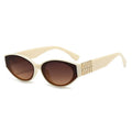 Beige sunglasses with brown lenses on a white background