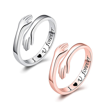 Adjustable 'I Love You Forever' Hug Rings for Women and Men