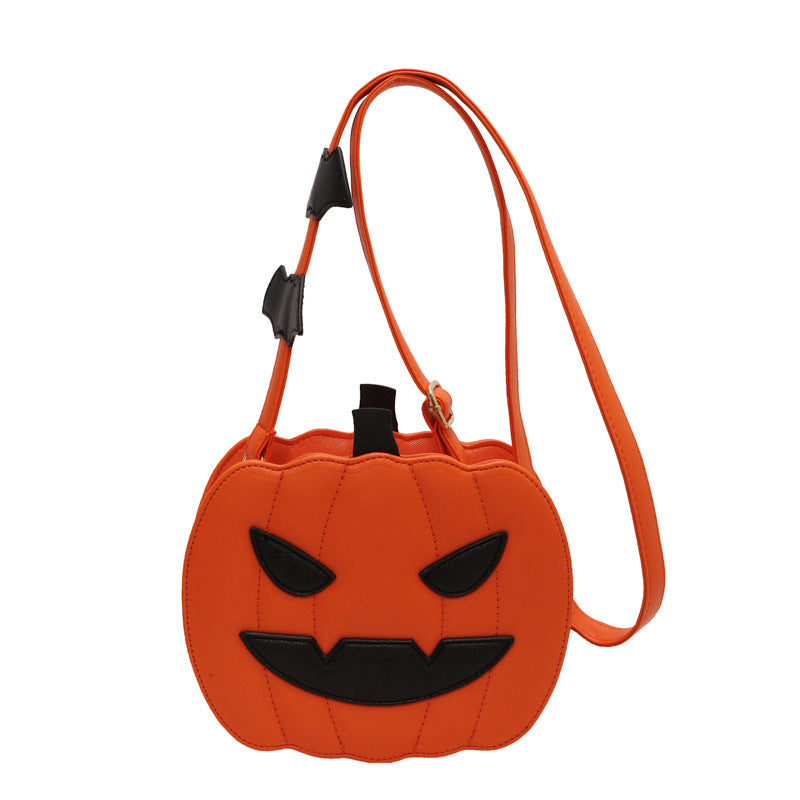 2024 Halloween Bags: Funny Pumpkin Cartoon Shoulder Crossbody Bag with Bat - Personalized Creative Female Bag