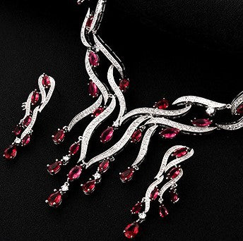 New Crystal Jewelry: Zircon Jewelry Set with Tassel Pendant