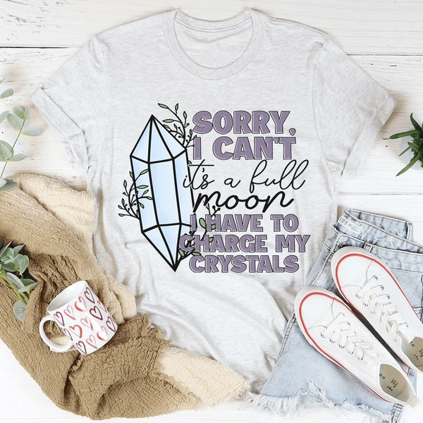 Funny 'I Have to Charge My Crystals' T-Shirt - Spiritual Graphic Tee for Women and Men