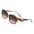 Sunglasses with beige frame and brown gradient lenses on a white background