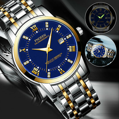 Stainless Steel Watch for Men - Quartz Luminous Classic Watch for Fathers and the Elderly