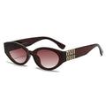Brown sunglasses with gold accents on a white background