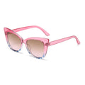 Pink cat-eye sunglasses with gradient lenses on a white background