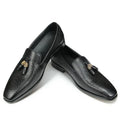  men’s  black tassel loafers genuine leather comfortable pigskin insole slip-on shoes