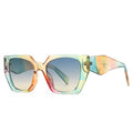 Multicolored sunglasses with a gradient effect on a white background