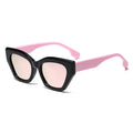 Sunglasses with black frame and pink arms on a white background