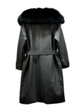 pu leather outerwear, luxury women’s jacket, long leather coat, leather moto jacket, leather and fur jacket, fox fur collar coat, faux leather winter jacket, fall fashion coat, double-breasted coat, detachable fur collar jacket, chic leather outerwear, casual leather jacket, biker leather jacket, autumn streetwear, real fox fur jacket, 

