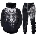 Black hoodie and pants set with chain design on a white background