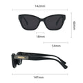 Black sunglasses with measurements on a white background