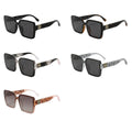 Collection of sunglasses with different frame colors and lens types on a white background.