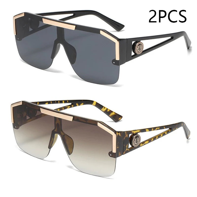Two pairs of sunglasses with different designs on a white background