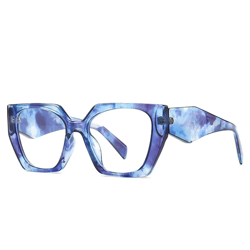 Blue and purple gradient eyeglasses on a white background