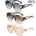 Three pairs of sunglasses with gradient lenses on a white background
