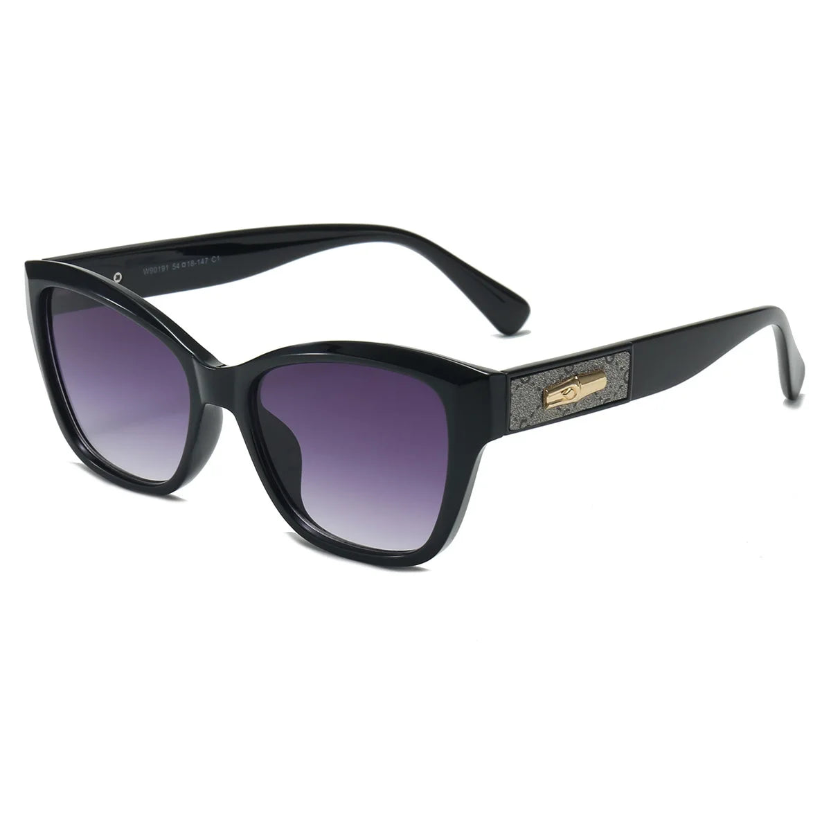 Black sunglasses with gradient lenses on a white background