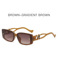 Brown gradient sunglasses with gold frame on a white background