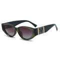Green sunglasses with black frame on a white background