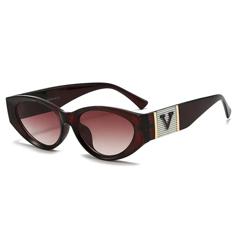 Sunglasses with a brand logo on a white background