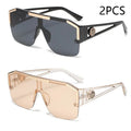 Two pairs of sunglasses with different frame colors on a white background