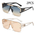 Two pairs of sunglasses with gradient lenses on a white background