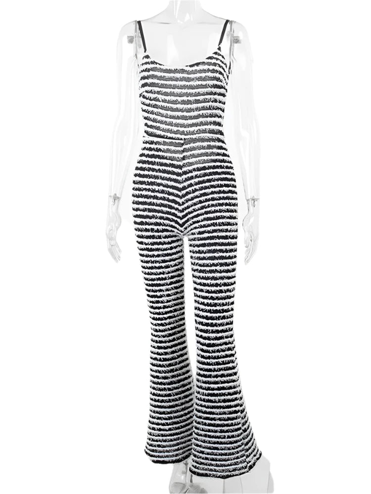 women's sexy jumpsuit, backless striped jumpsuit, high waist jumpsuit, hip-lifting romper, flare pants jumpsuit, clubwear jumpsuit, sexy backless romper, striped flare pants, high waist hip jumpsuit, women's club jumpsuit, sexy stripe romper, backless clubwear jumpsuit, hip-enhancing jumpsuit, trendy club jumpsuit, women's flare romper, sexy high waist jumpsuit, striped clubwear romper, 

