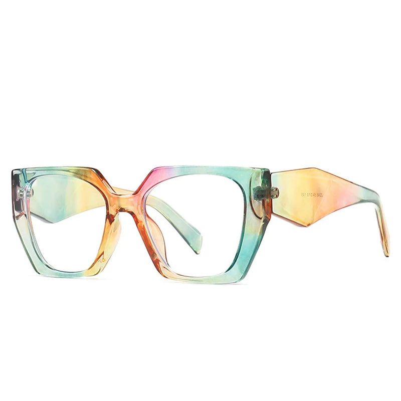 Multicolored eyeglasses on a white background