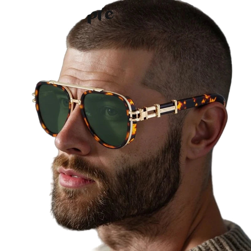 Man wearing a stylish sunglasses with a brand name 'seventpeople' in the corner.