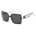 Sunglasses with white frame and black lenses on a white background