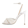 women’s mesh peep toe shoes, high heel wedding sandals, ankle strap stiletto sandals, crystal knot bridal heels, stylish wedding shoes for women, lace mesh bridal shoes, bridal party heels, luxury wedding shoes, peep toe stilettos, bridal heels with ankle strap, summer bridal shoes, rhinestone embellished heels, designer wedding sandals, fashionable heels for bride, white evening shoes, wedding heels for women, women’s dress sandals, sexy white heels, mesh heels with crystals,