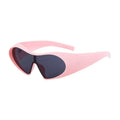 Pink sunglasses with black lenses on a white background